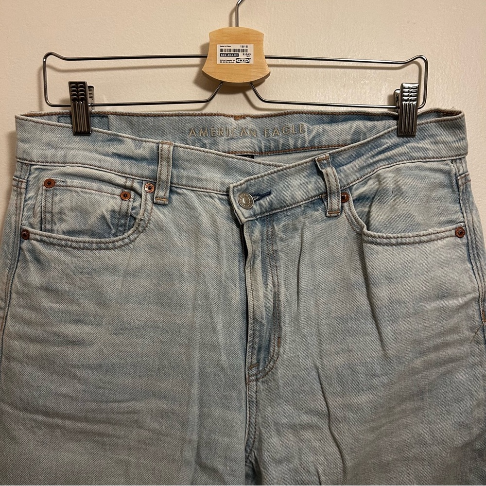 American Eagle Outfitters Blue High Rise Jeans with Crossover Waistband